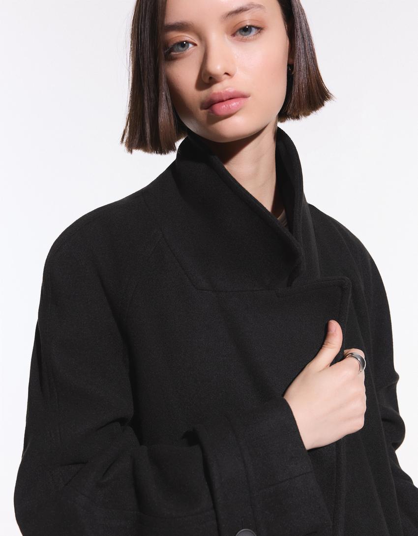 Abrigo trench soft cinturón-Negro