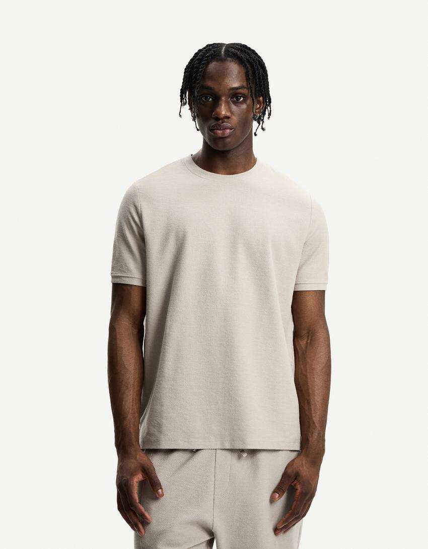 T-shirt ve bermuda şort takımı-Deve tüyü rengi-2