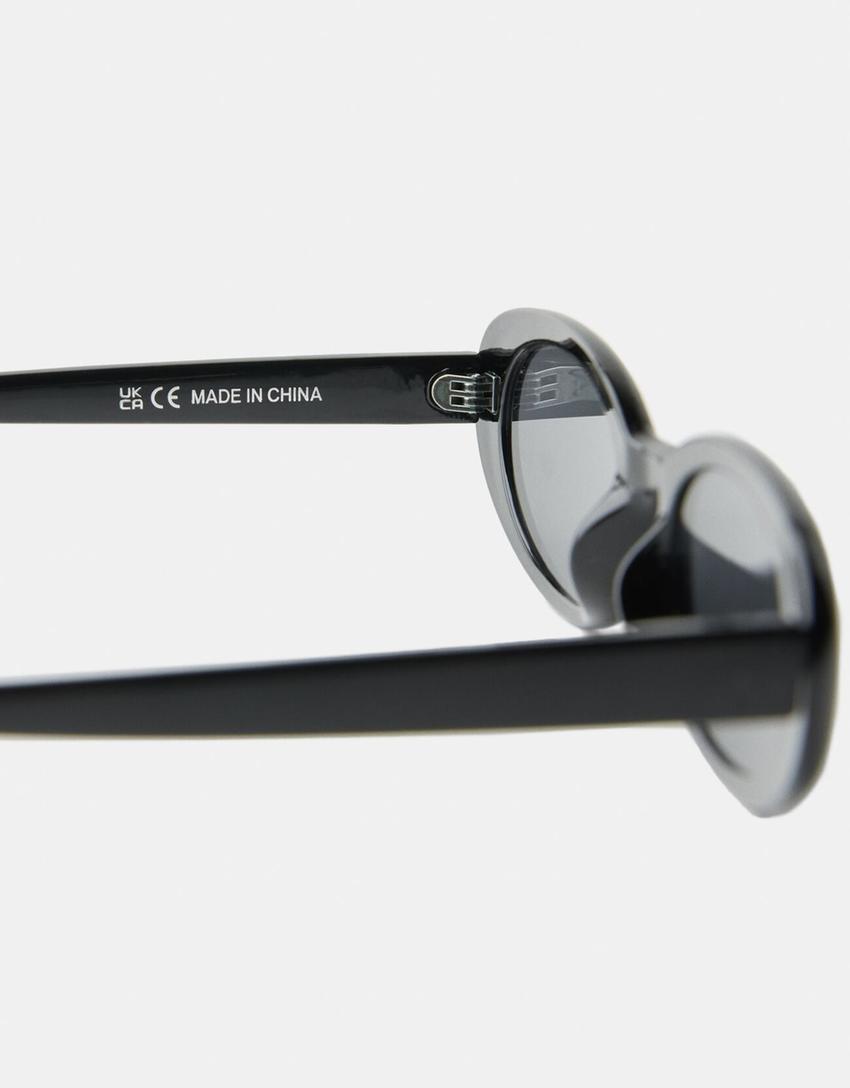 Óculos ovais com armação de massa-Preto