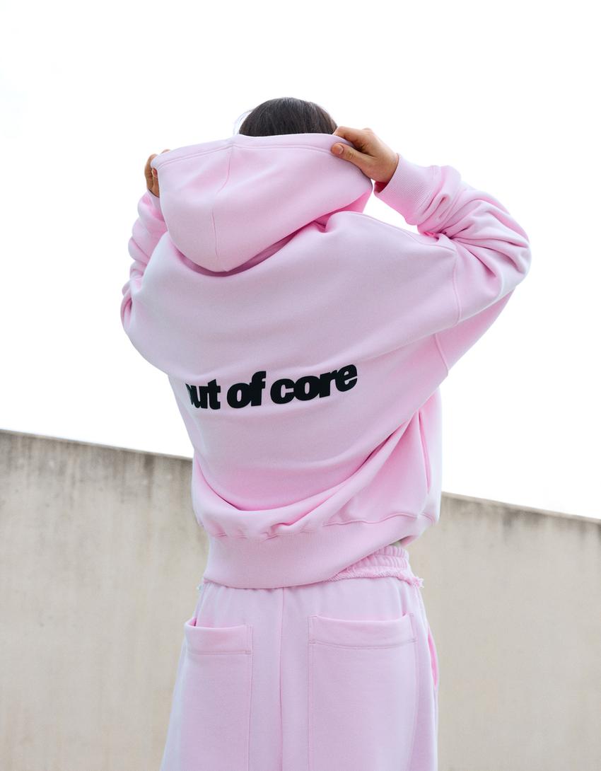 Hoodie with out of core logo-Pink-2