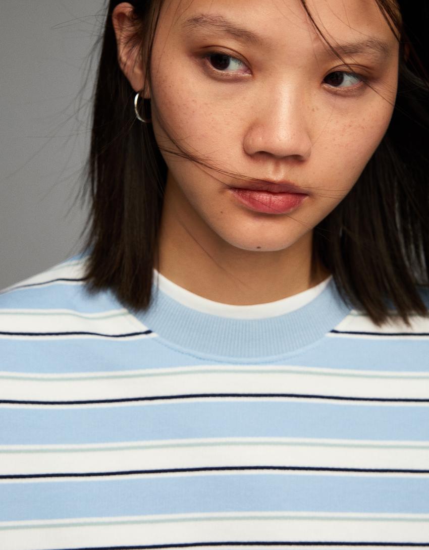 Striped jumper-Light blue