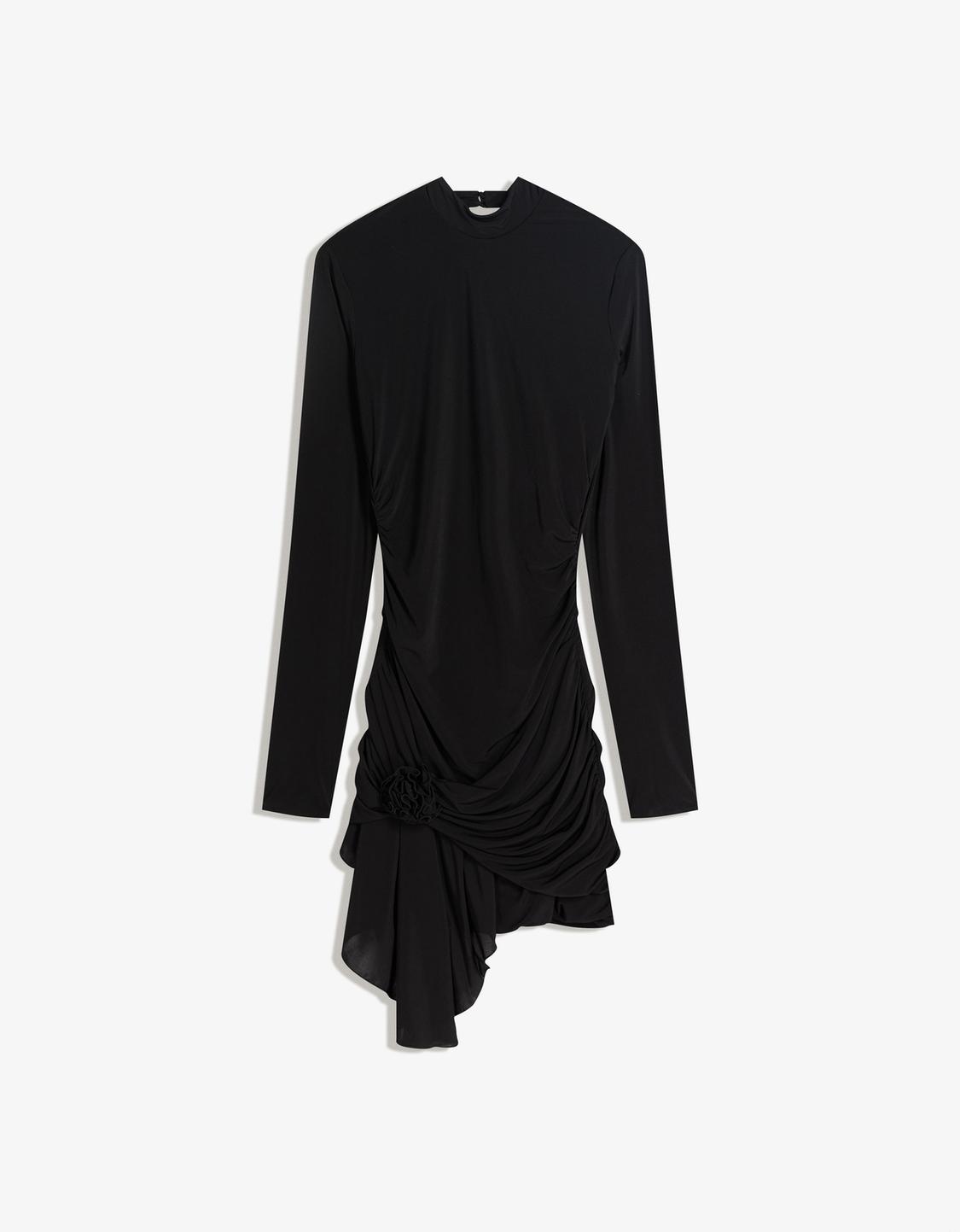 Mini dress with ruched flower sash