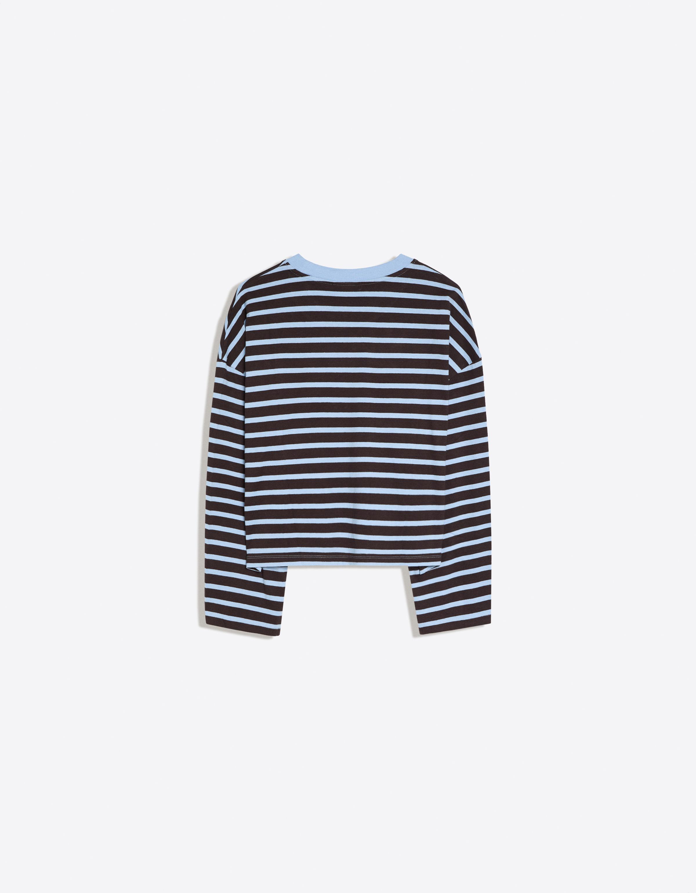 Striped boxy long sleeve T-shirt — Brown