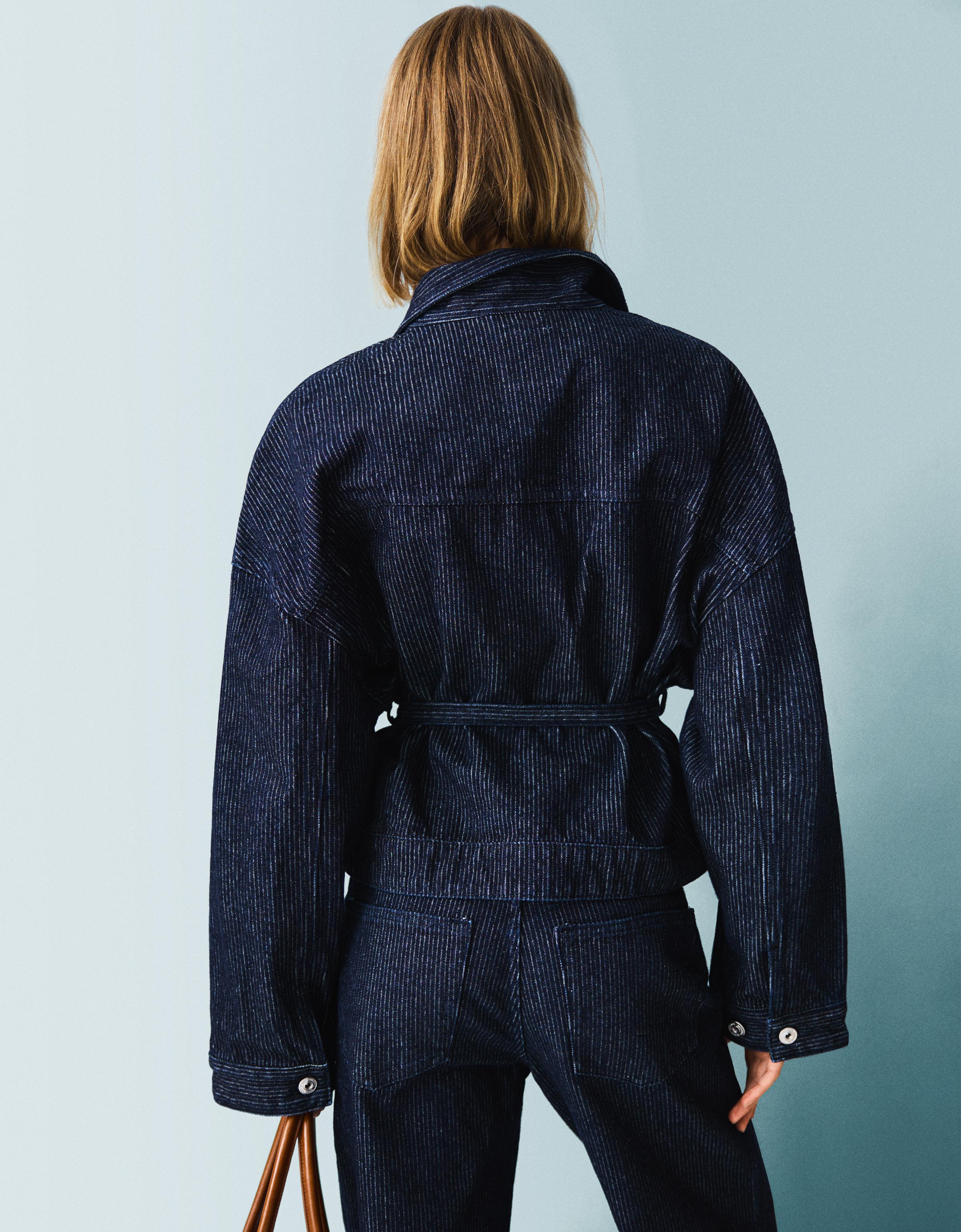 Textured denim jacket - Jackets and trench - Women | Bershka