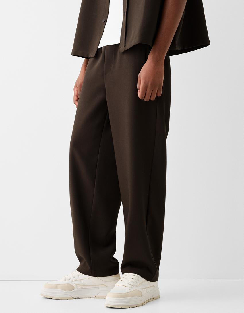 Pantalon carotte tailleur-Marron-5