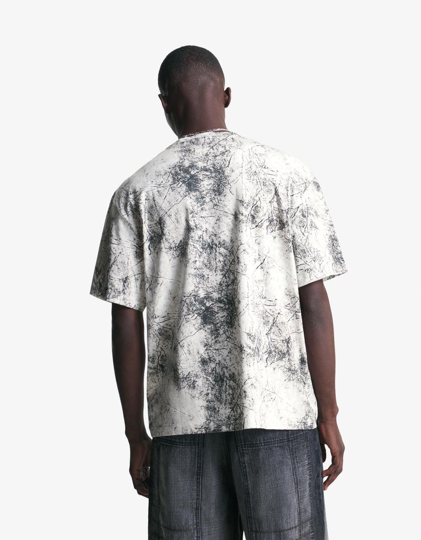 Short sleeve T-shirt with print-Grey-1