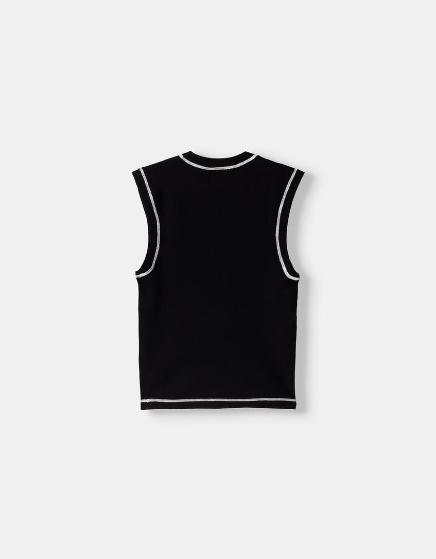 Gilet sans manches BERSSSHKA X SSSTUFFF fil contrastant-Noir-3