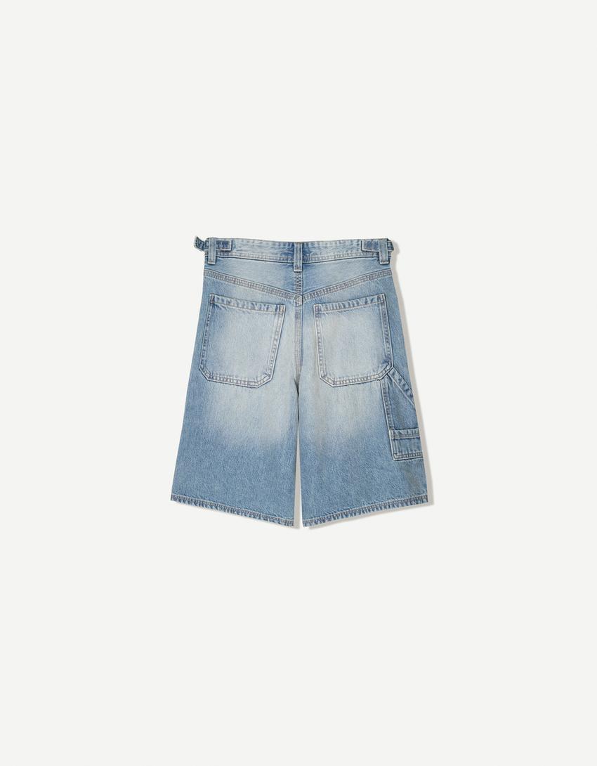 Bermuda denim balloon-Bleu clair
