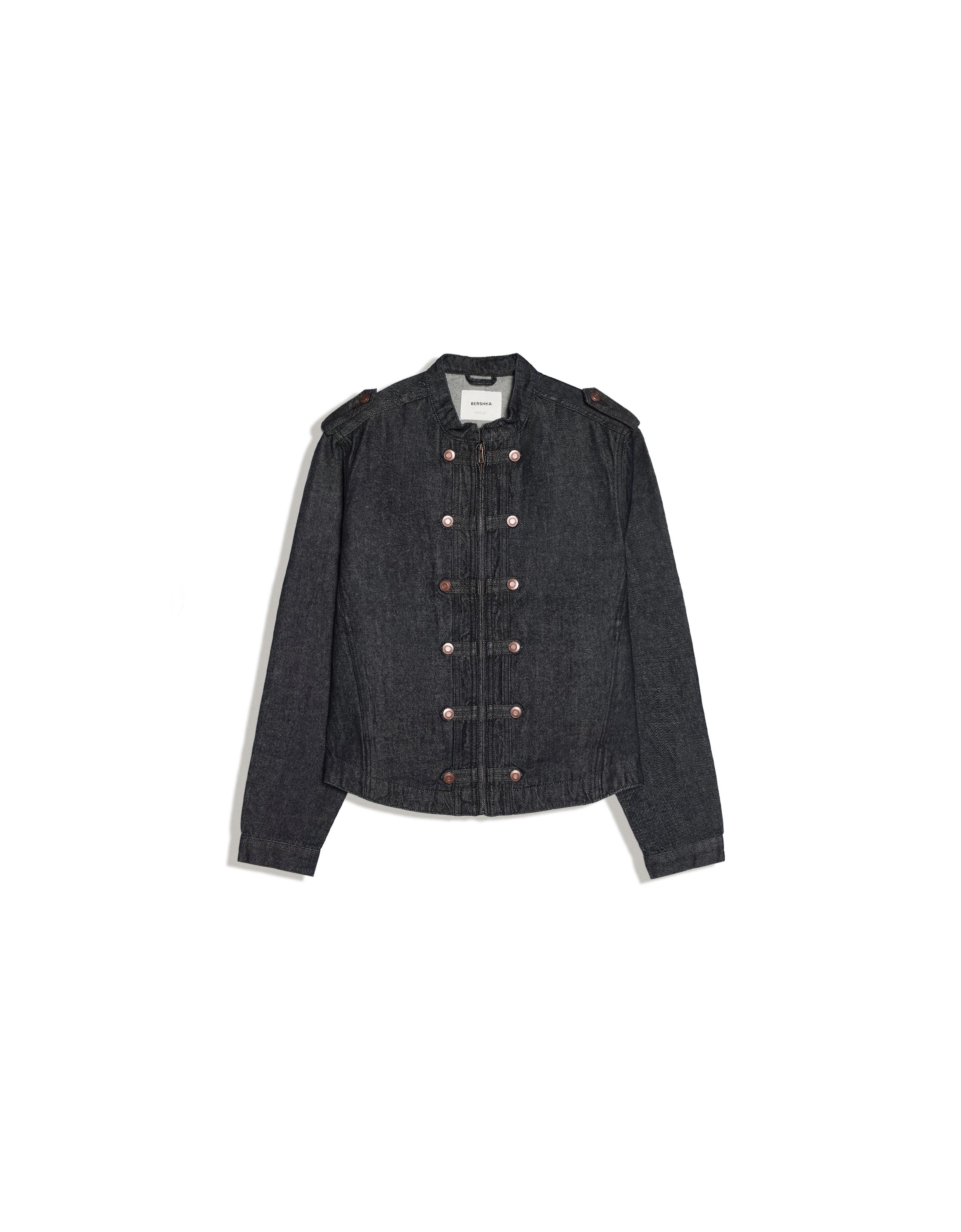 Denim shirt with buttons — Navy