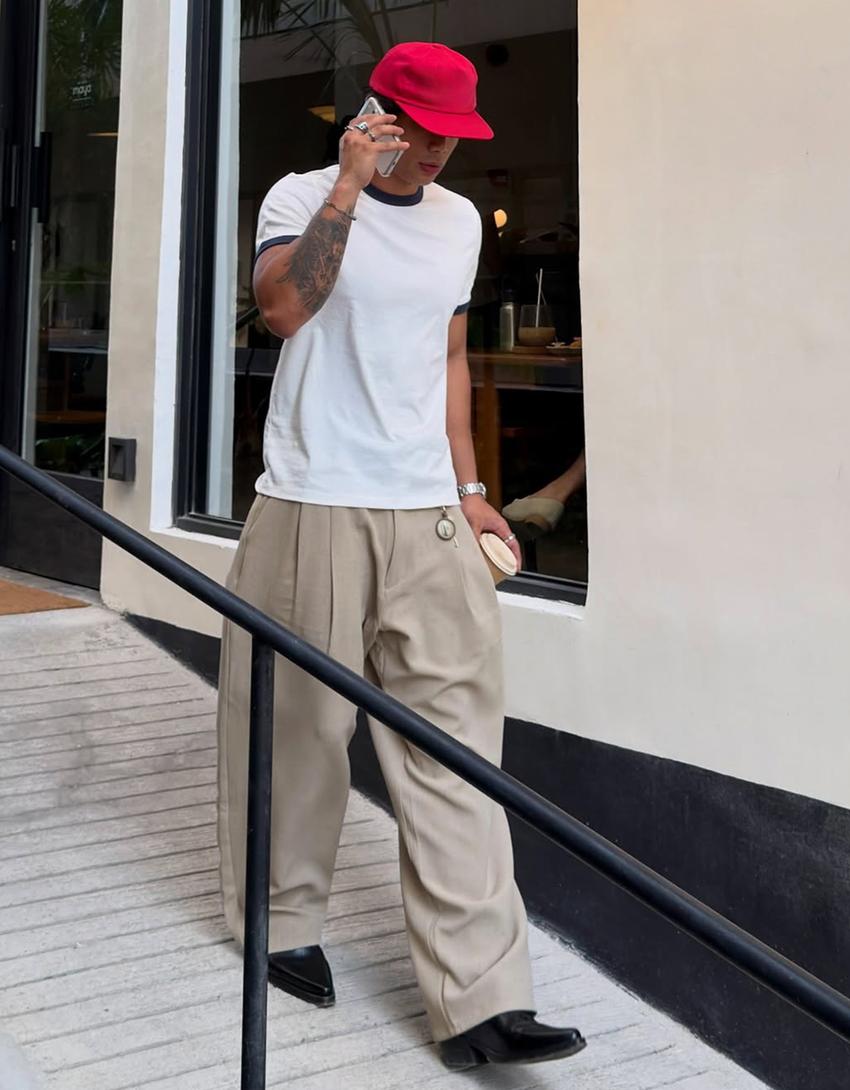 Super baggy tailored trousers-Stone