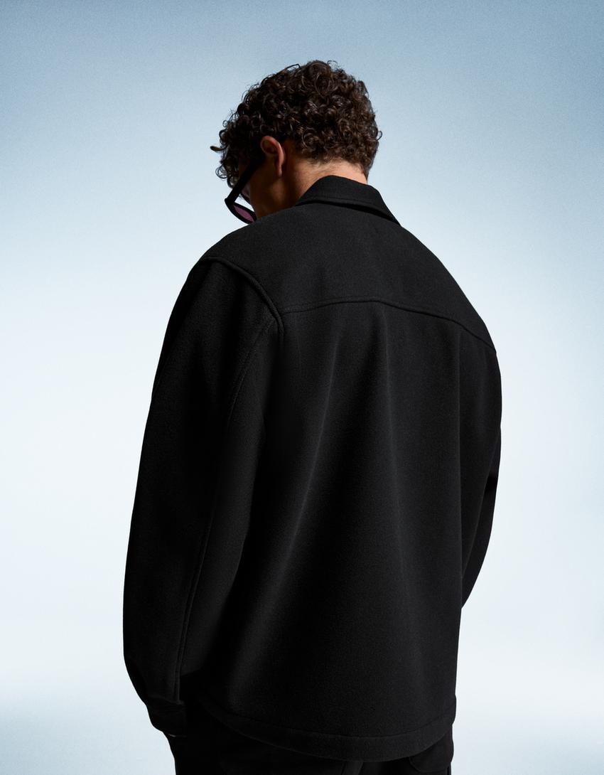 Boxy flanellen overshirt-Zwart