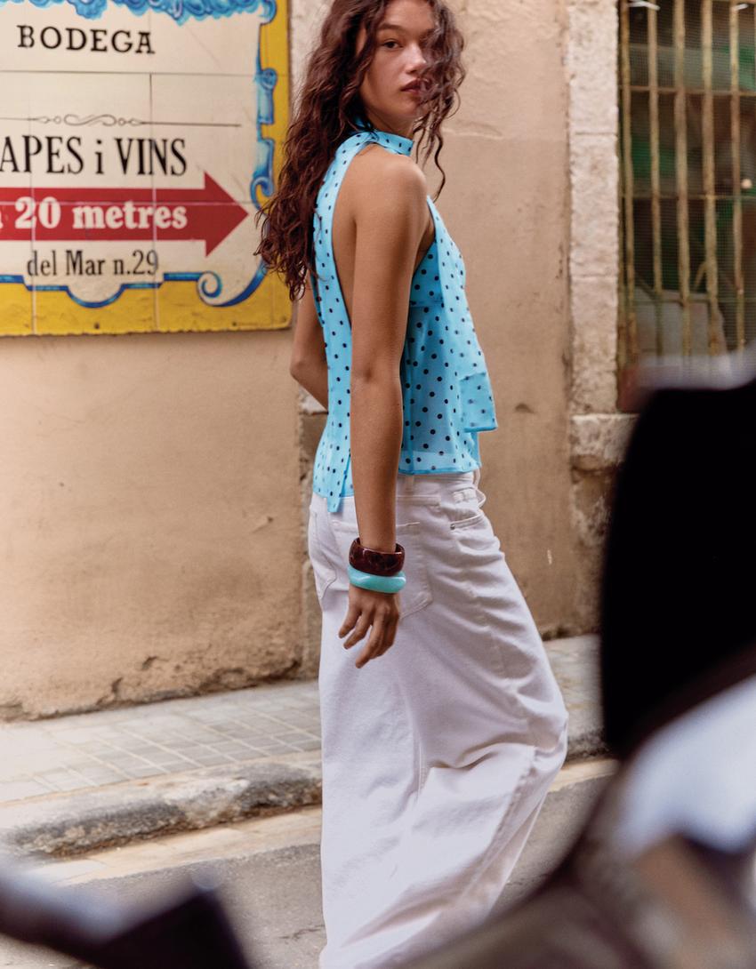 Strappy scarf top-Turquoise