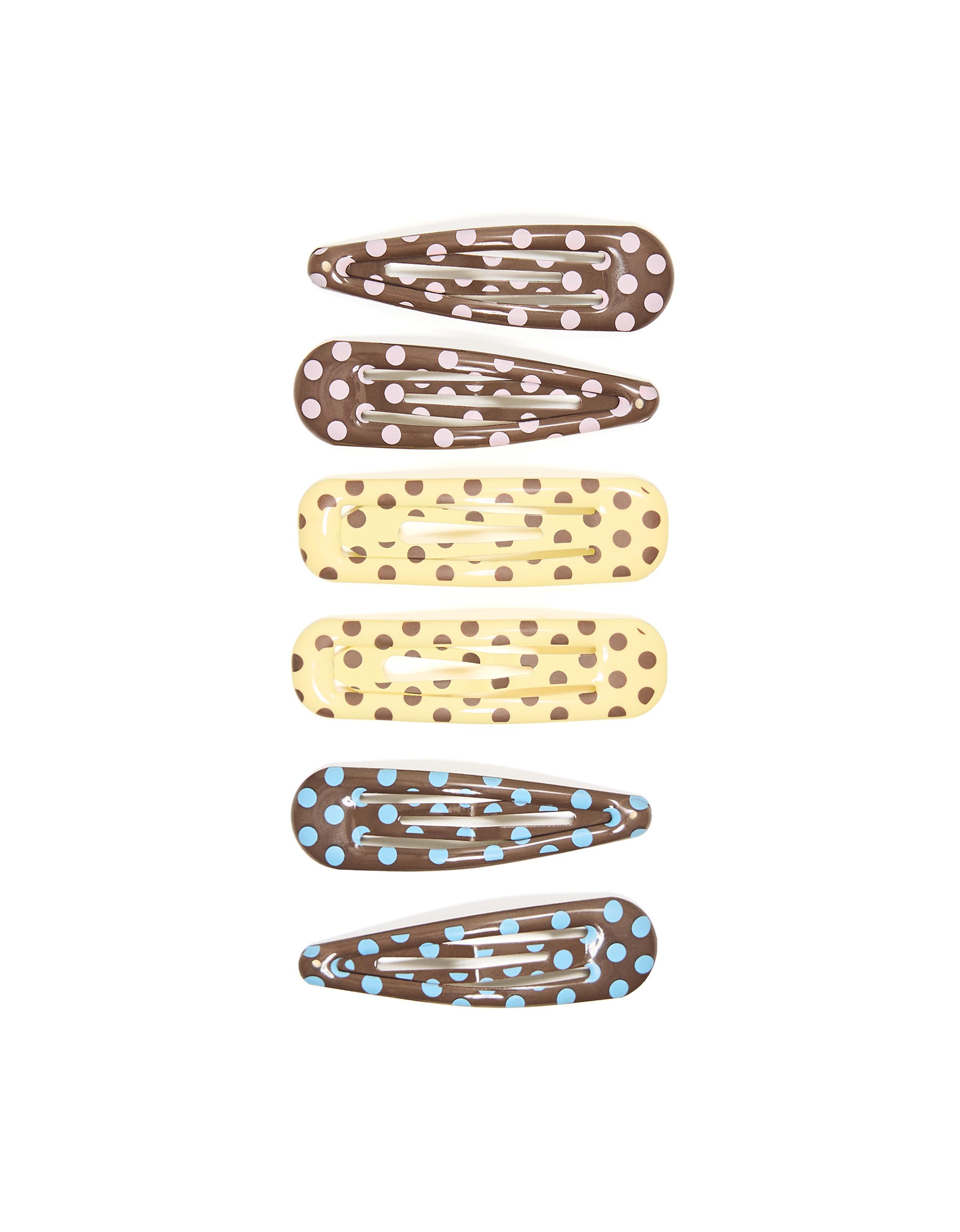 Pack of polka dot hair clips — Brown