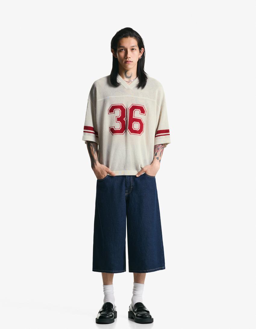 T-shirt manches courtes sport mesh-Blanc cassé