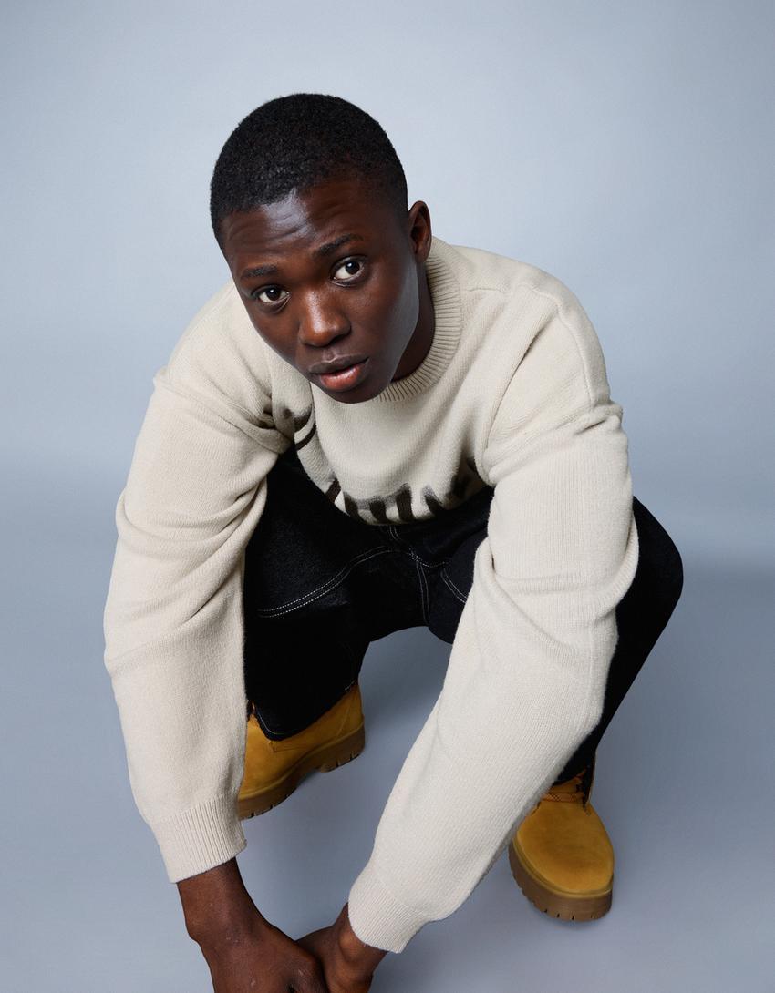 Pull imprimé-Blanc cassé