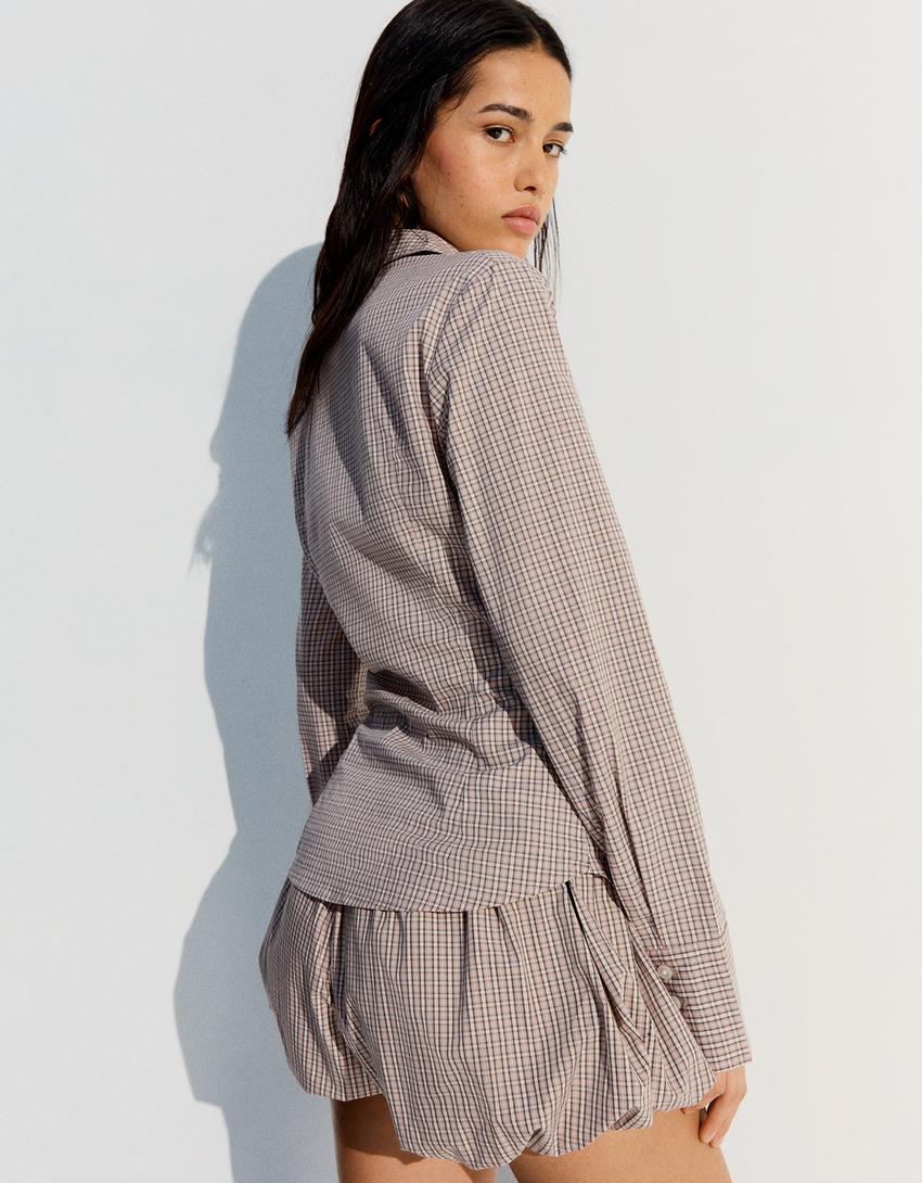 Fitted long sleeve shirt-Pink