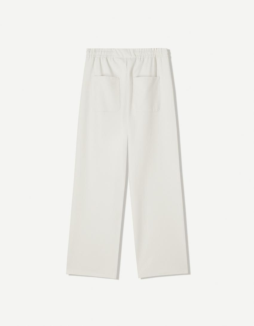 Recht model nette joggingbroek-Ecru-4