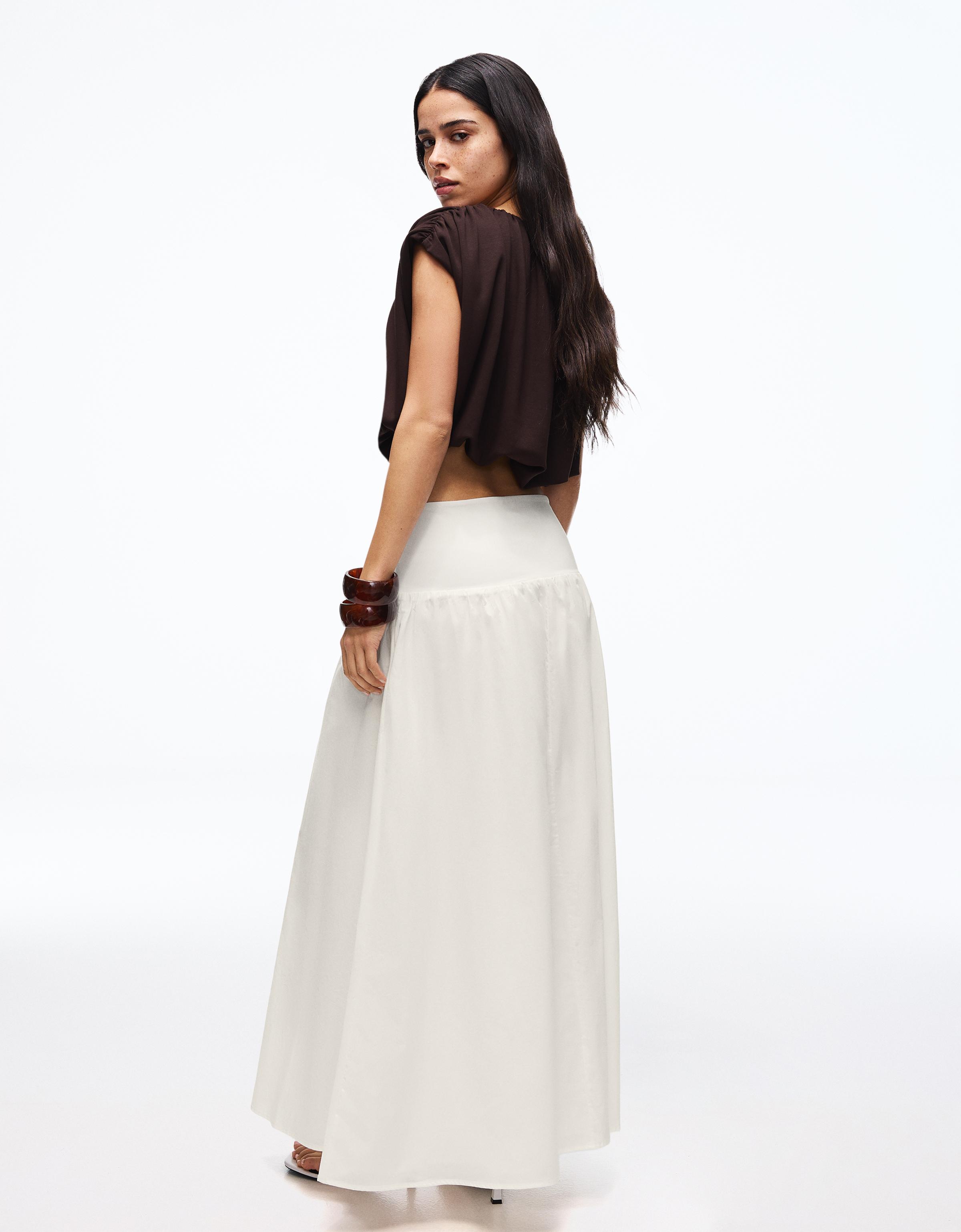 Midi skirt with cummerbund — White