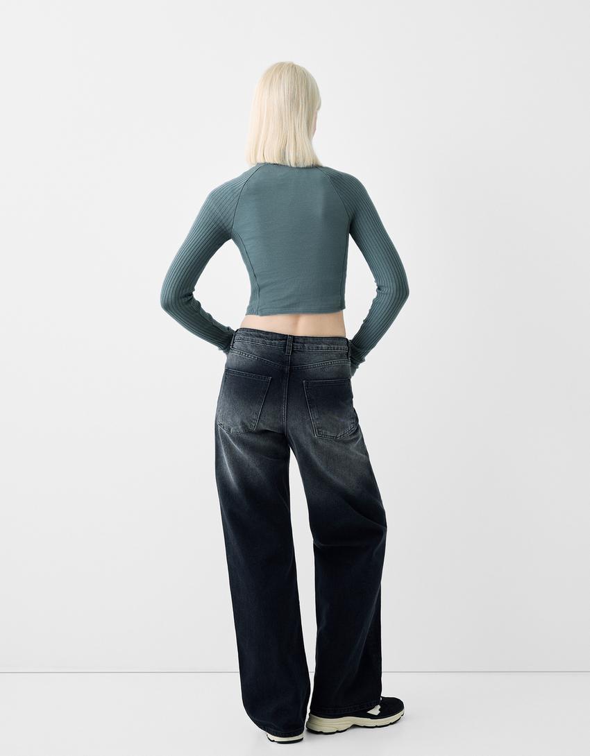 سويتر بسحّاب وتفصيل طبعة وقطيفة-أزرق-1