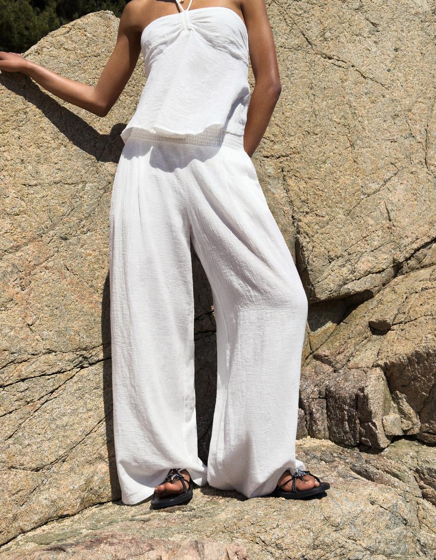 Ensemble top et pantalon-Blanc-1