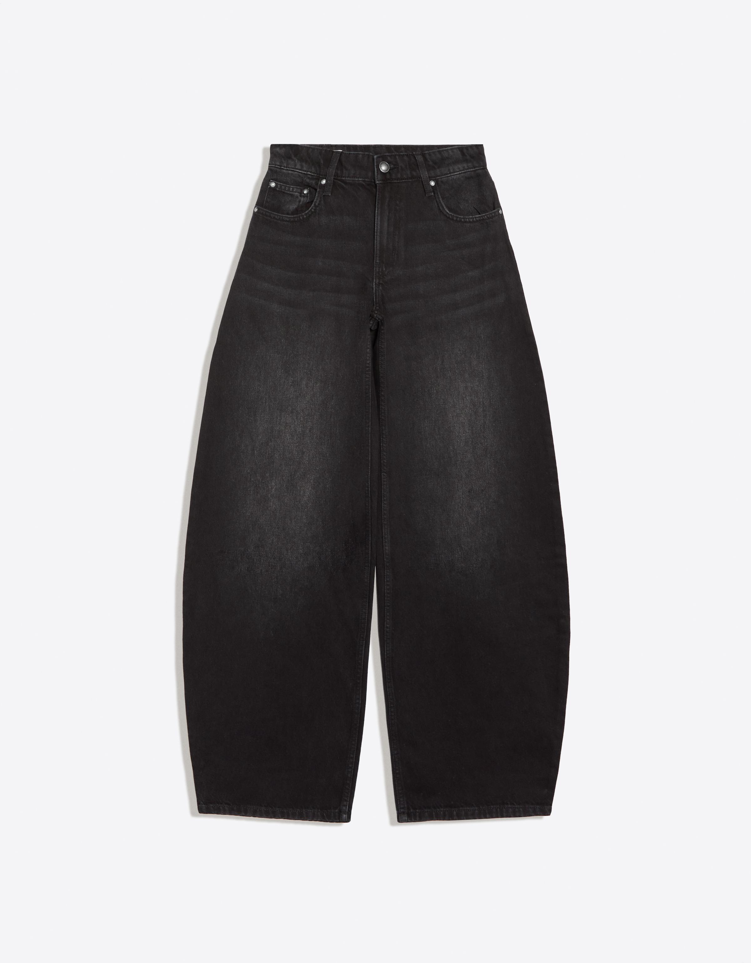High-waist barrel jeans — Black