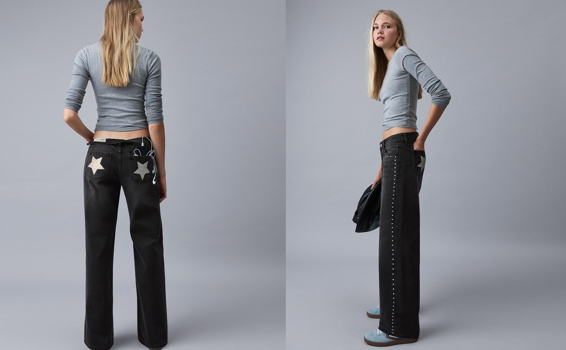 Yıldız cepli zımbalı düşük bel baggy fit jean - Görsel 40