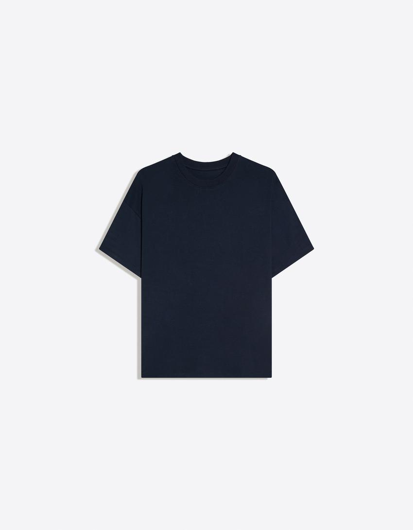 Tricou oversize cu mânecă scurtă-Bleumarin