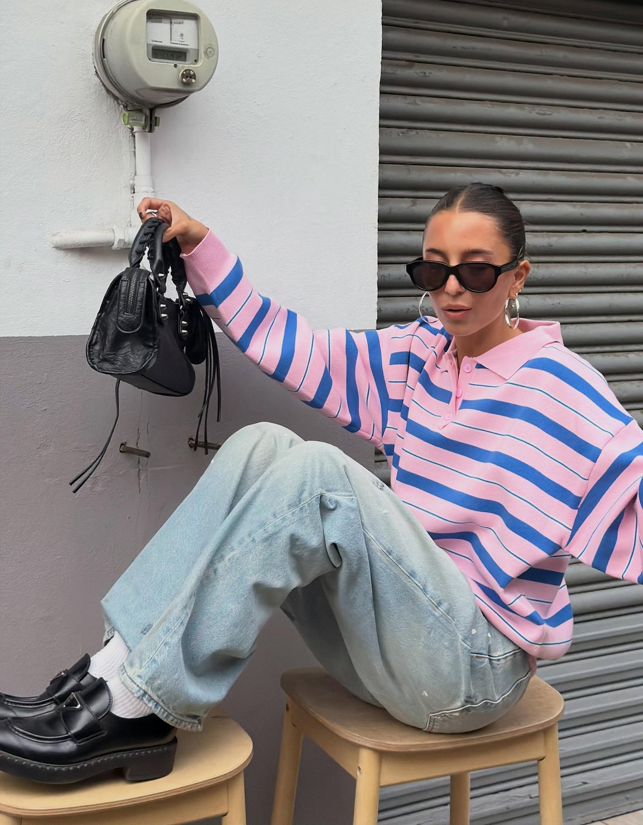 Loose fit paint-effect jeans — Light blue