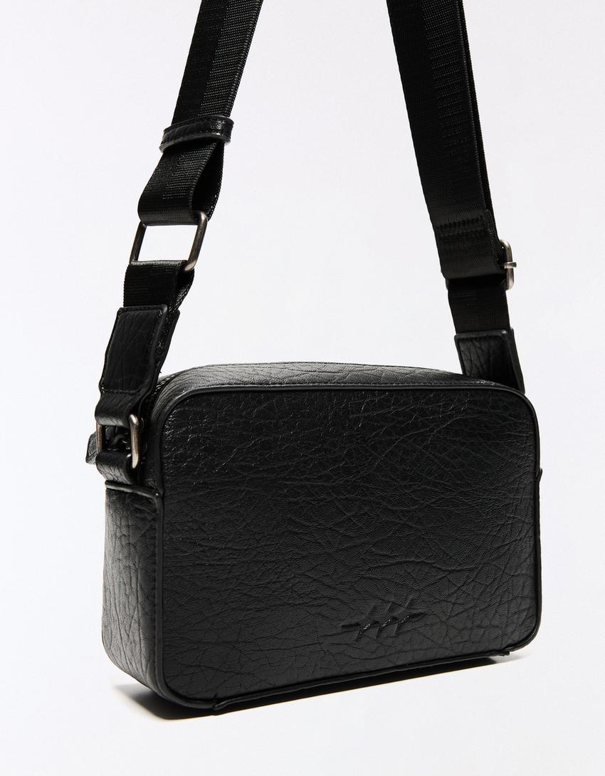 Embossed star crossbody bag-Black