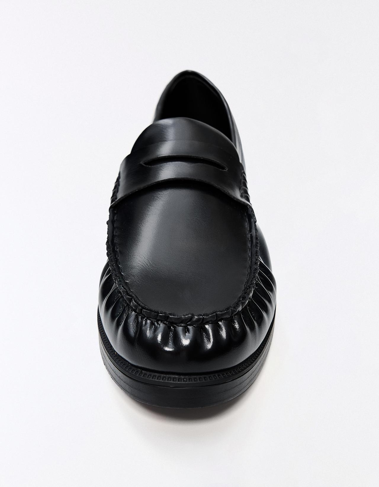 Ruched loafers — BLACK