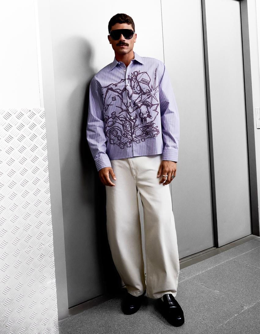 UMRU long sleeve boxy fit shirt-Violet