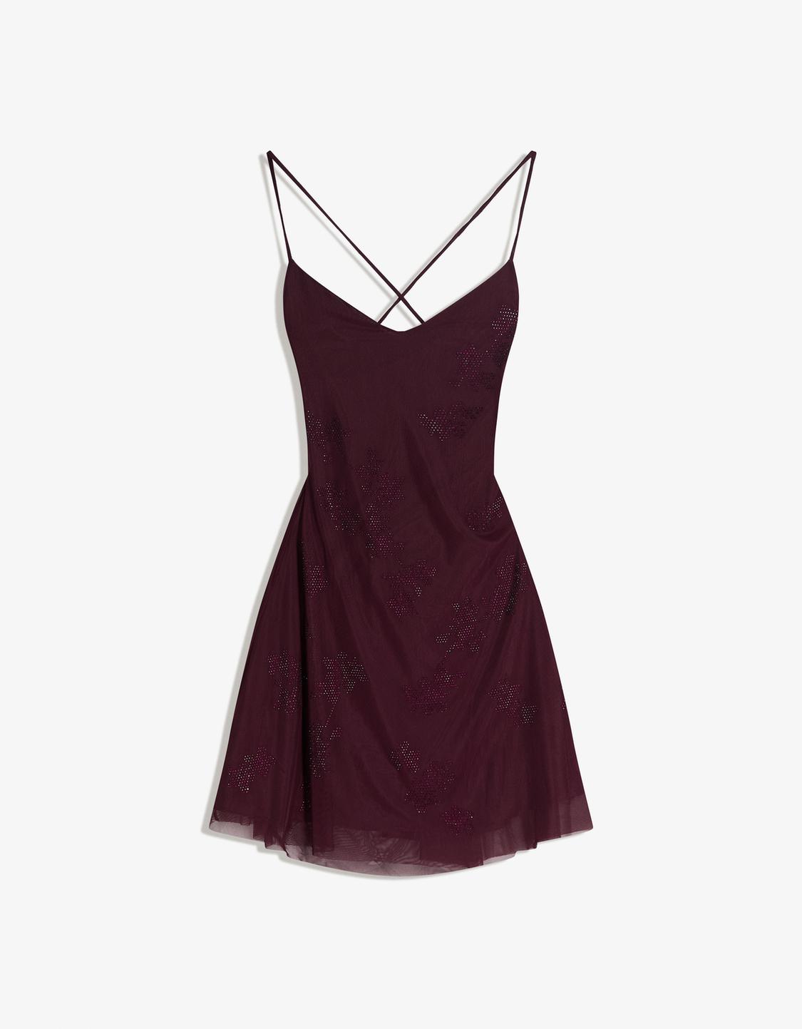 Mini strappy tulle diamante dress