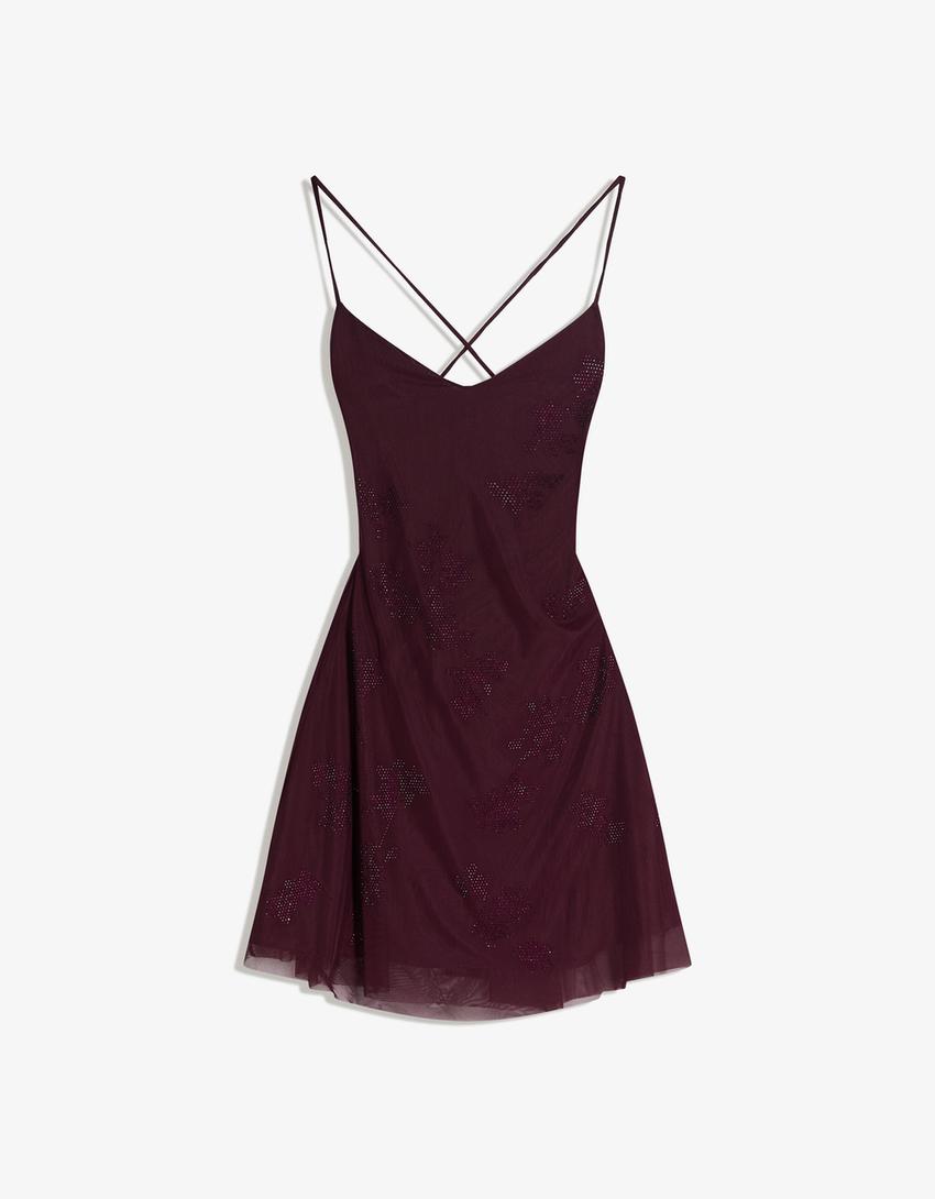 bershka lace up diamante dress Mini strappy tulle diamante dress - Dresses and Jumpsuits - Women