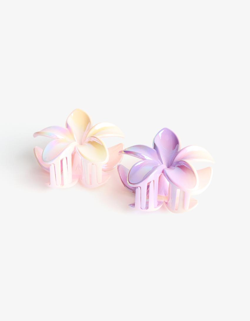 Pack de 2 ganchos de cabelo flor-Roxo-2