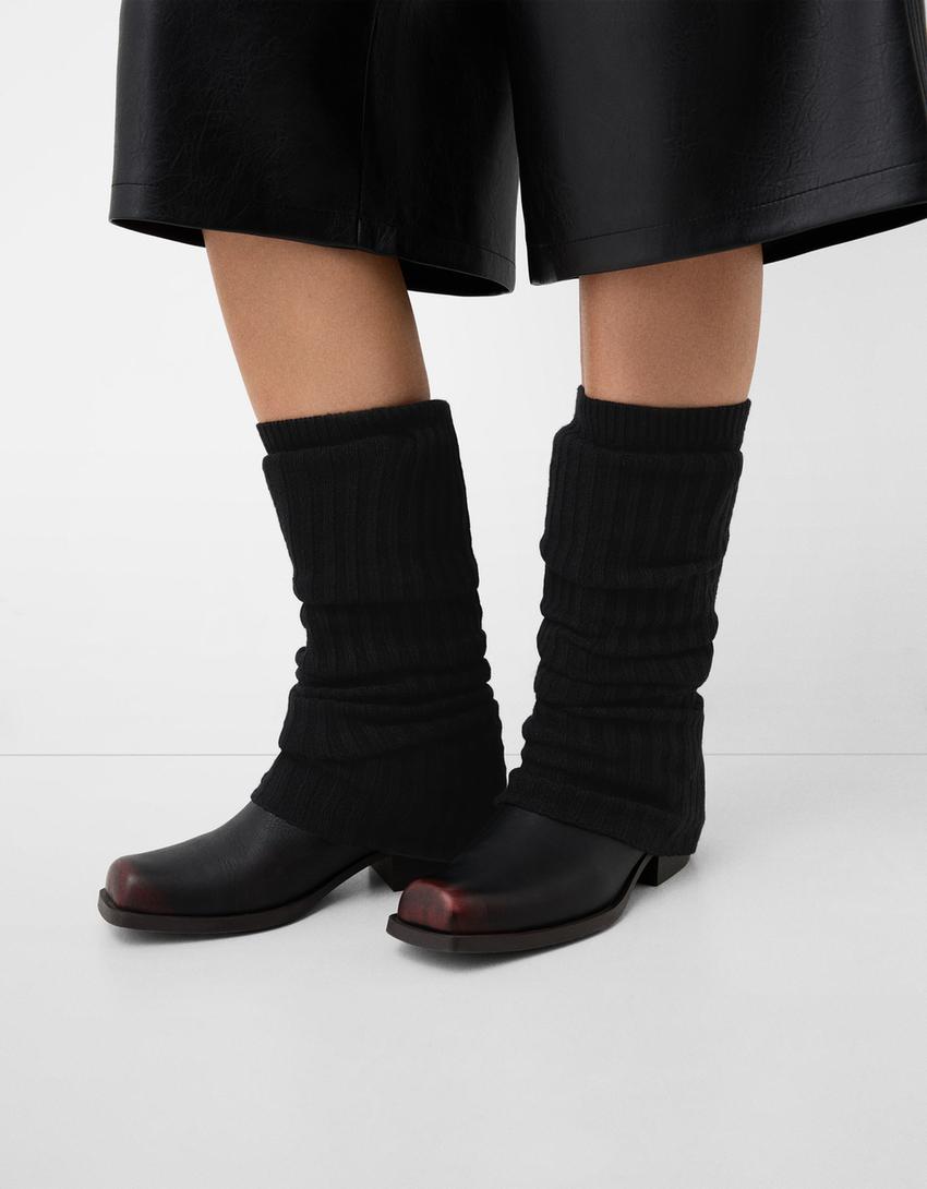 Ribbed leg warmers-Black