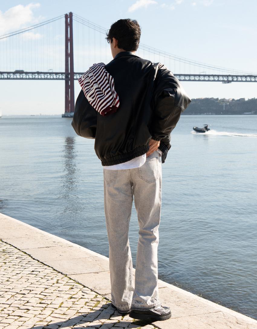 Jeans flare straight-Gris