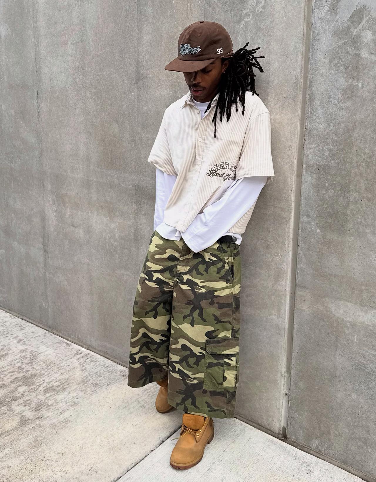 Barrel-leg jorts — Khaki