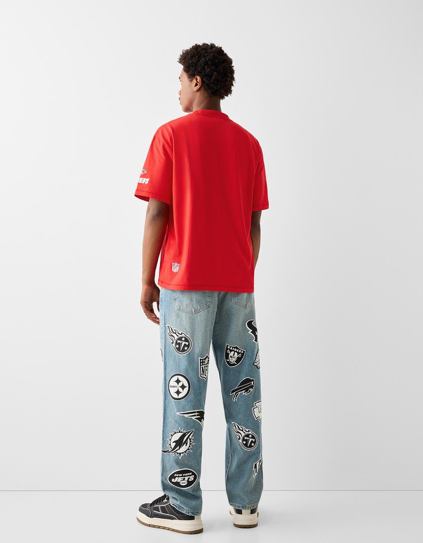 T-shirt NFL manches courtes boxy fit imprimé-Rouge-2
