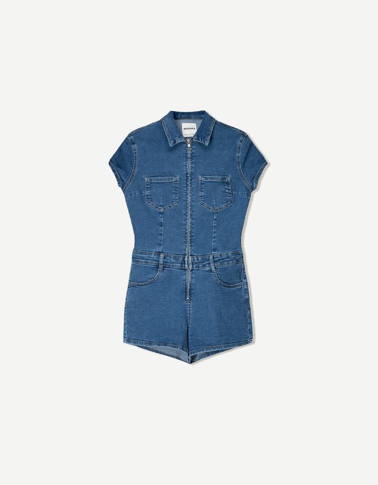 Short denim jumpsuit