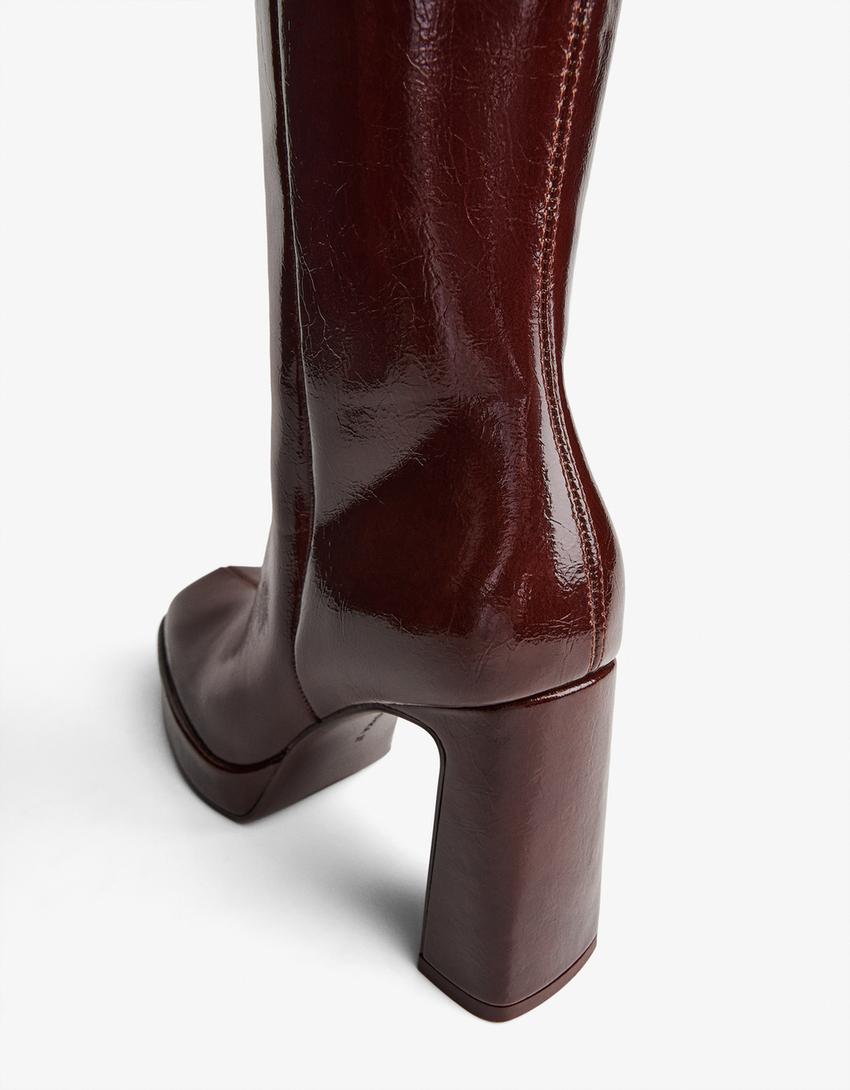 Bottes talon plateforme-Grenat