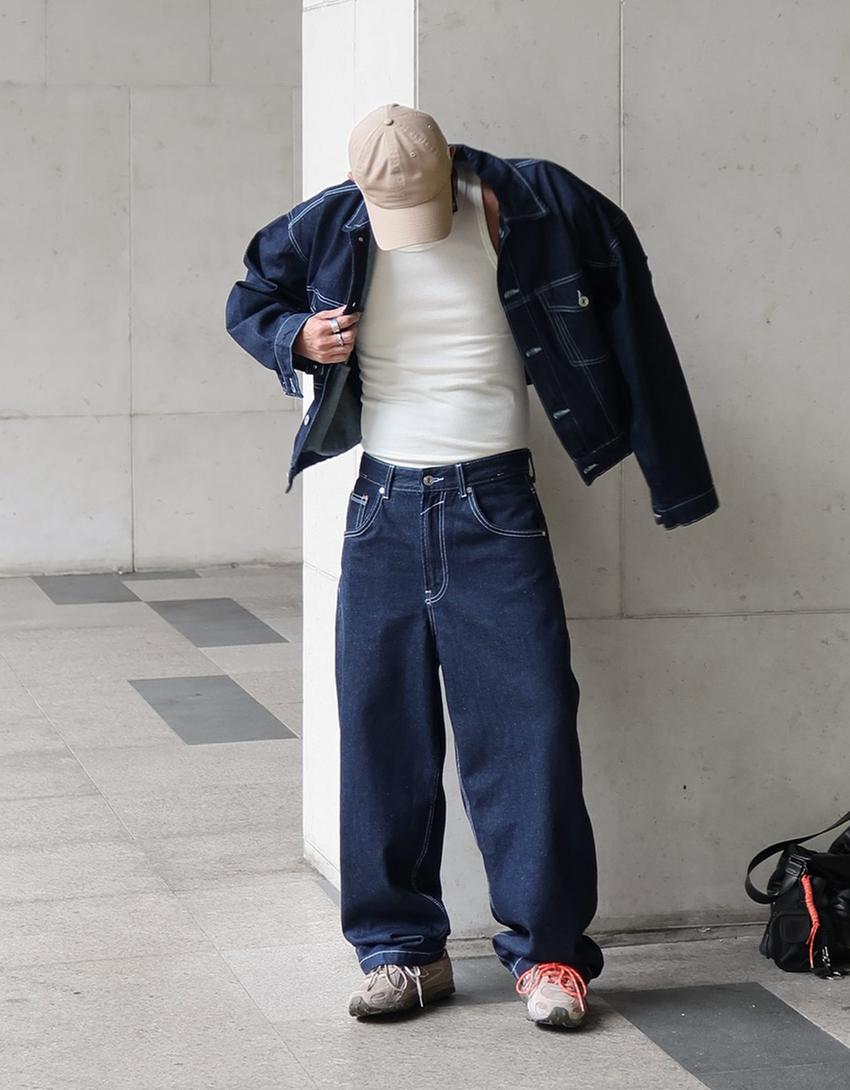 Blugi super baggy-Bleumarin
