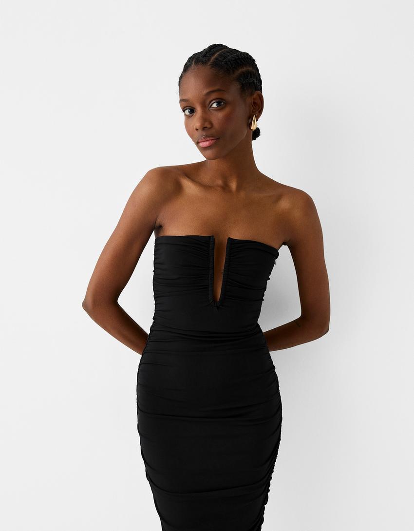 فستان شبكي متوسط الطول-أسود-1