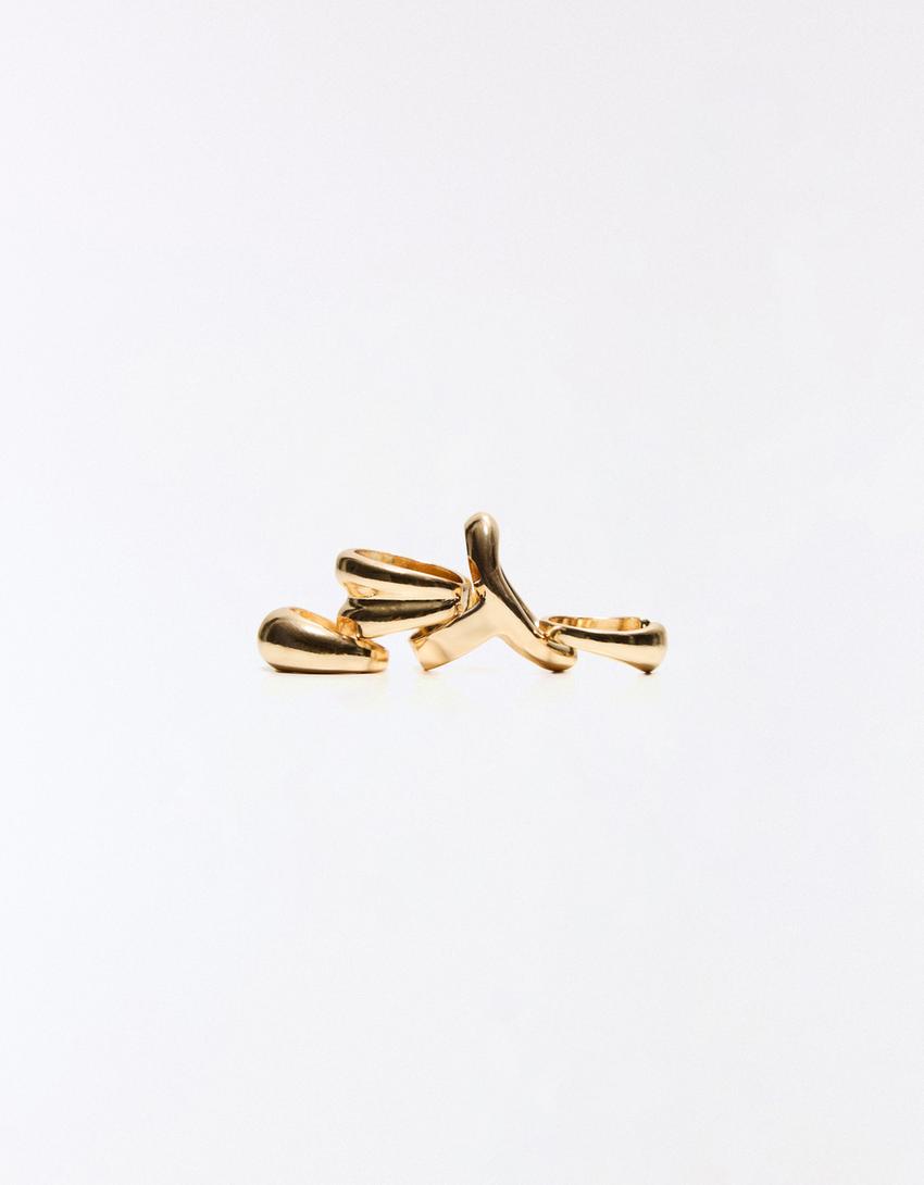 Pack of 3 rings-Gold