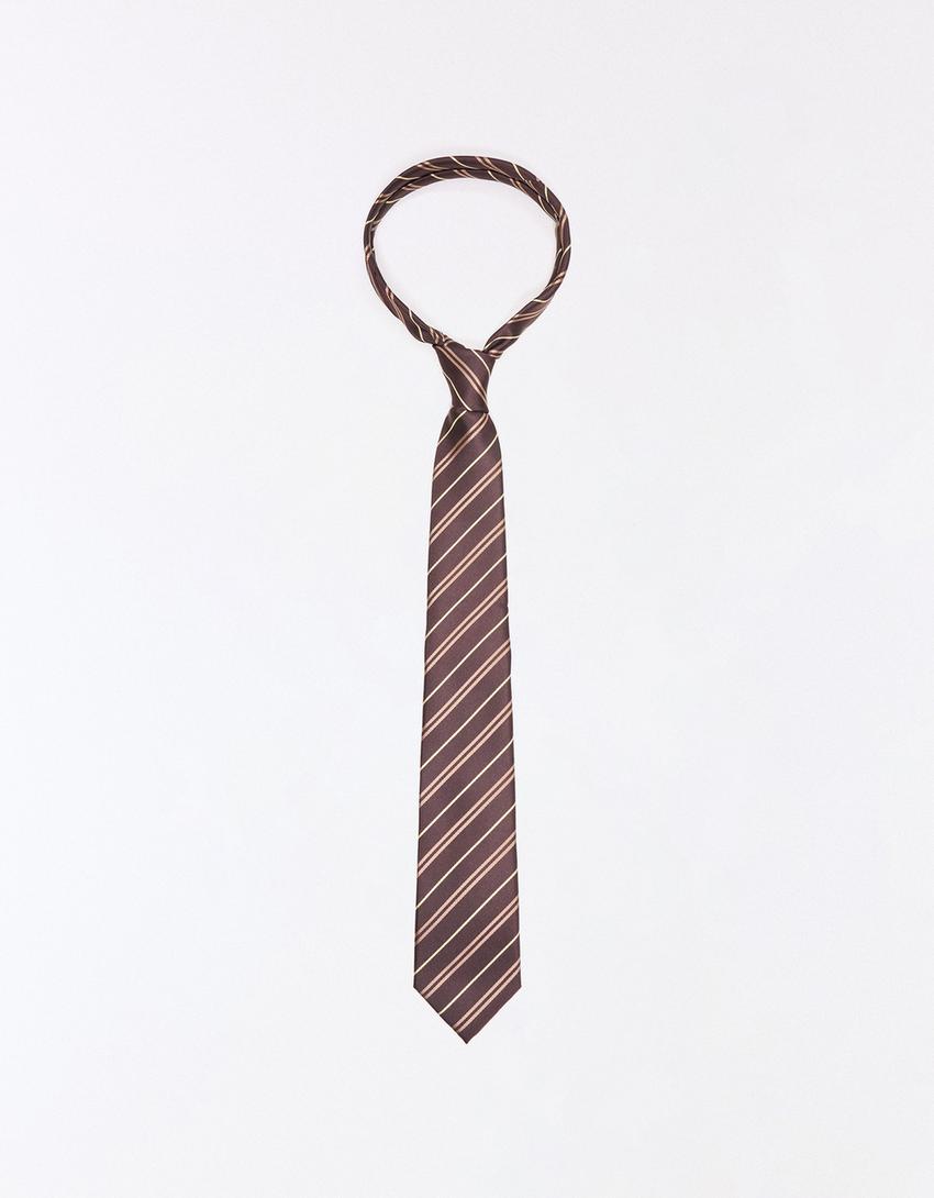 Pinstripe tie-Brown