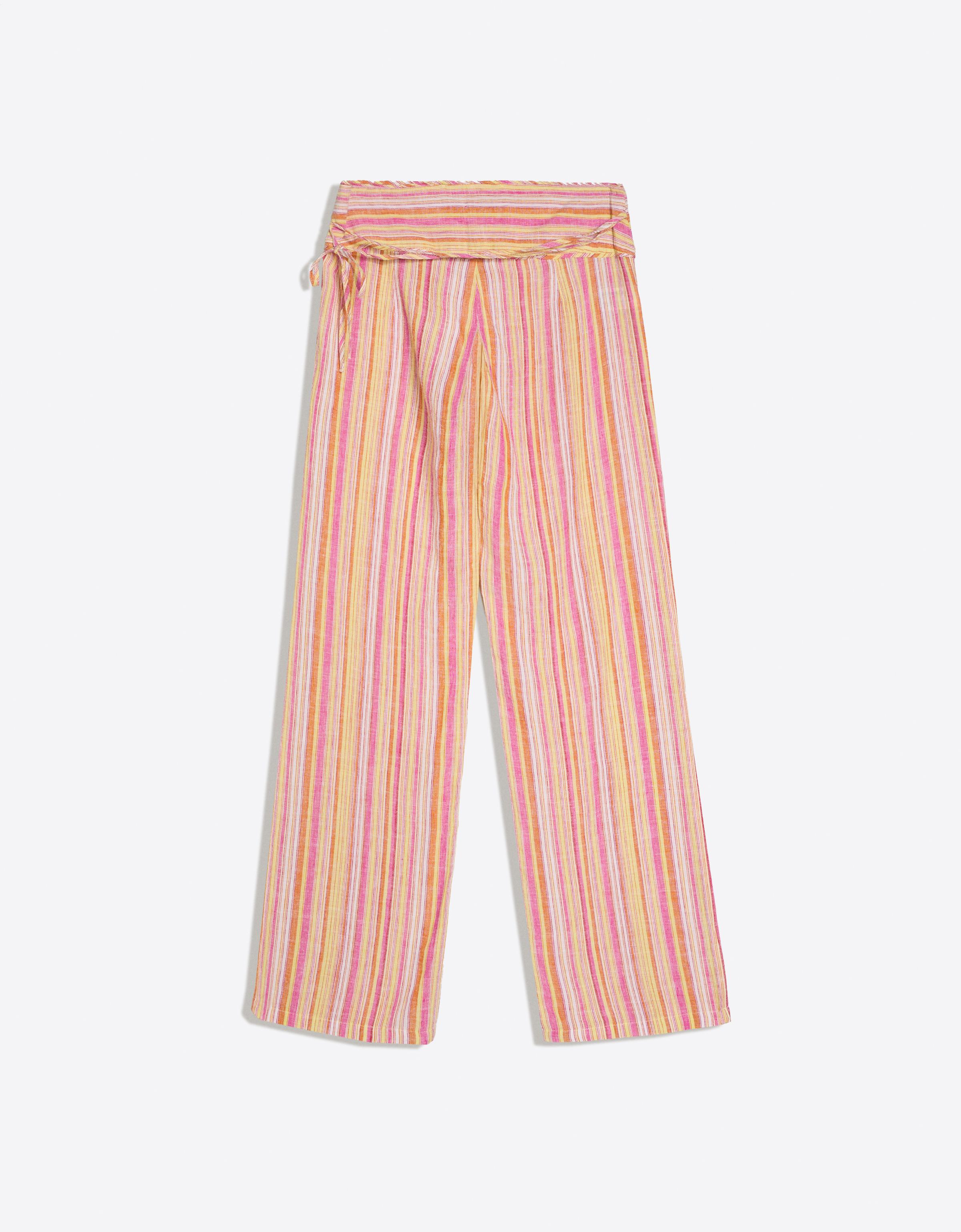 Striped trousers with linen — Yellow