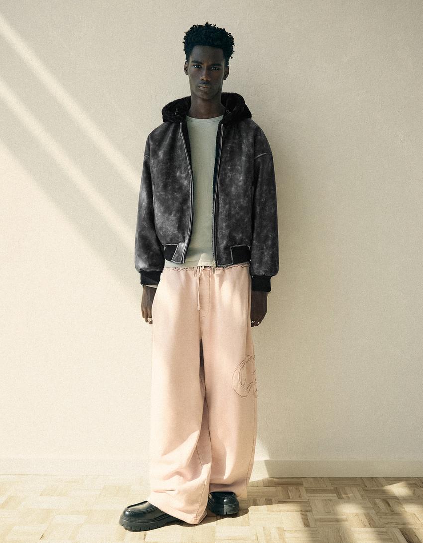 Reversible faux fur hooded jacket-Black