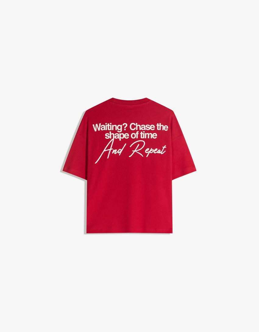 T-shirt à manches courtes imprimé-Rouge
