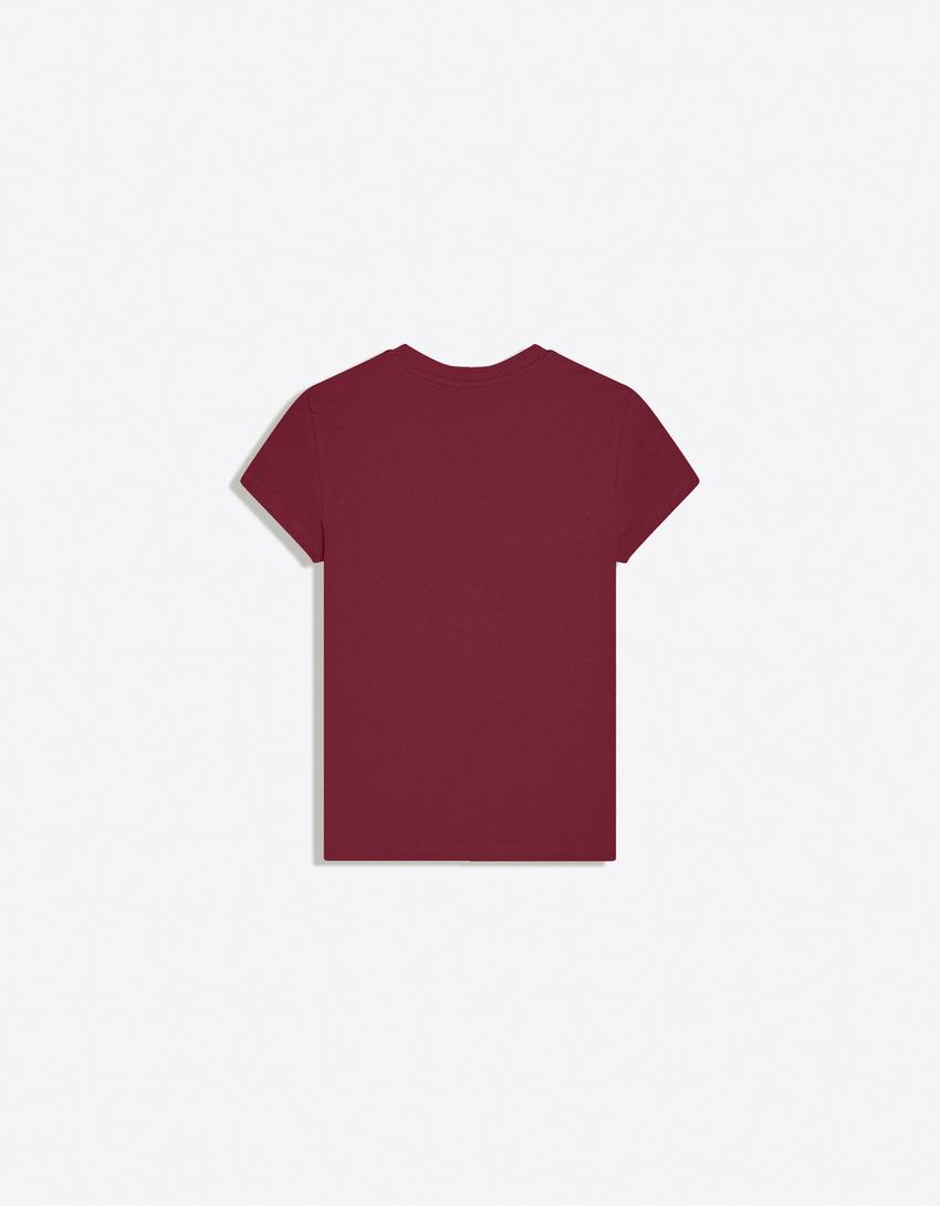 Short sleeve crew neck T-shirt-Burgundy