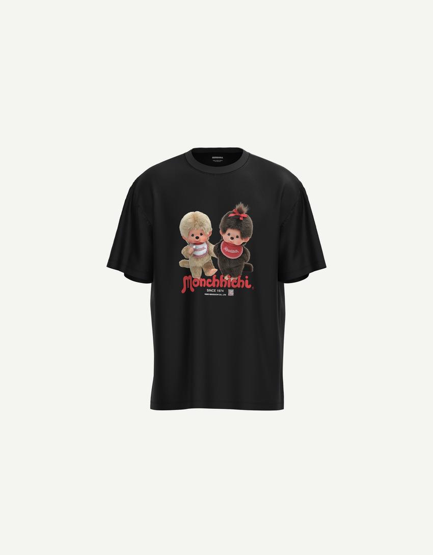 Camiseta Monchhichi manga corta con filtro digital-Negro