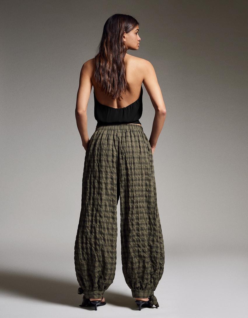 Bloomer trousers with stoppers-Khaki